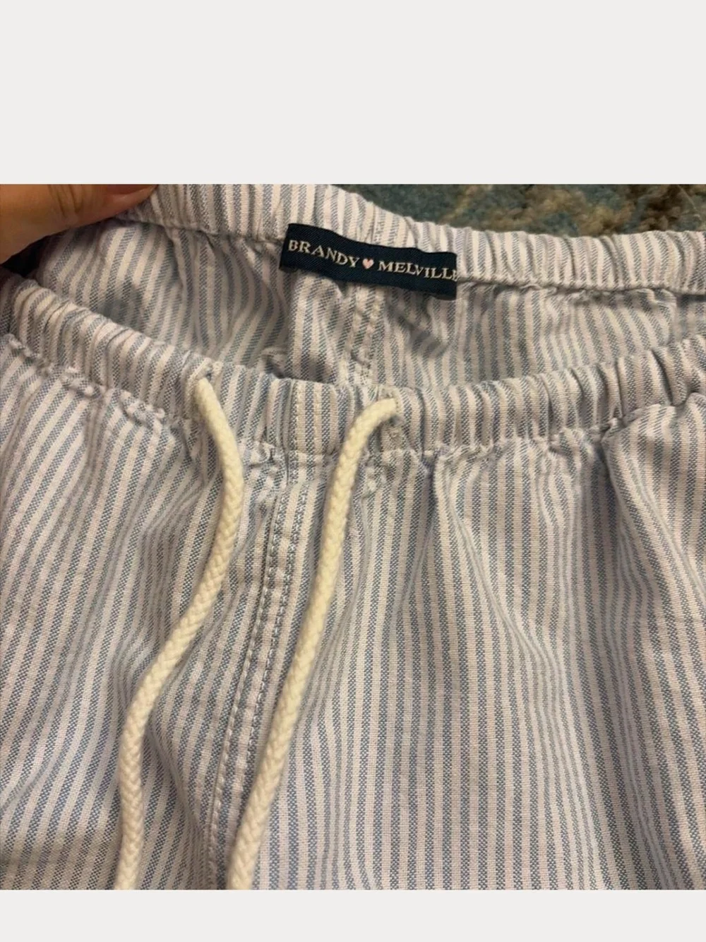 Brandy Melville Light Blue & White Stripe Drawstring Pants